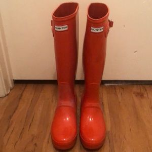 Orange Hunter rain boots